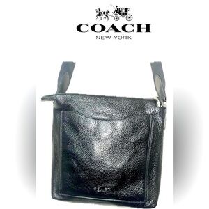 Coach New York Beckett Pocket Crossbody, Pebble Black Leather, Adjustable Strap